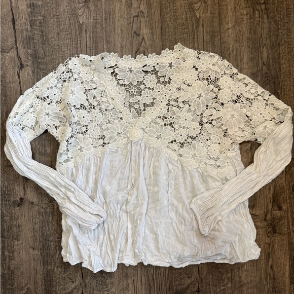 Free People Lina Lace Top- Crisp White - Picture 4 of 7
